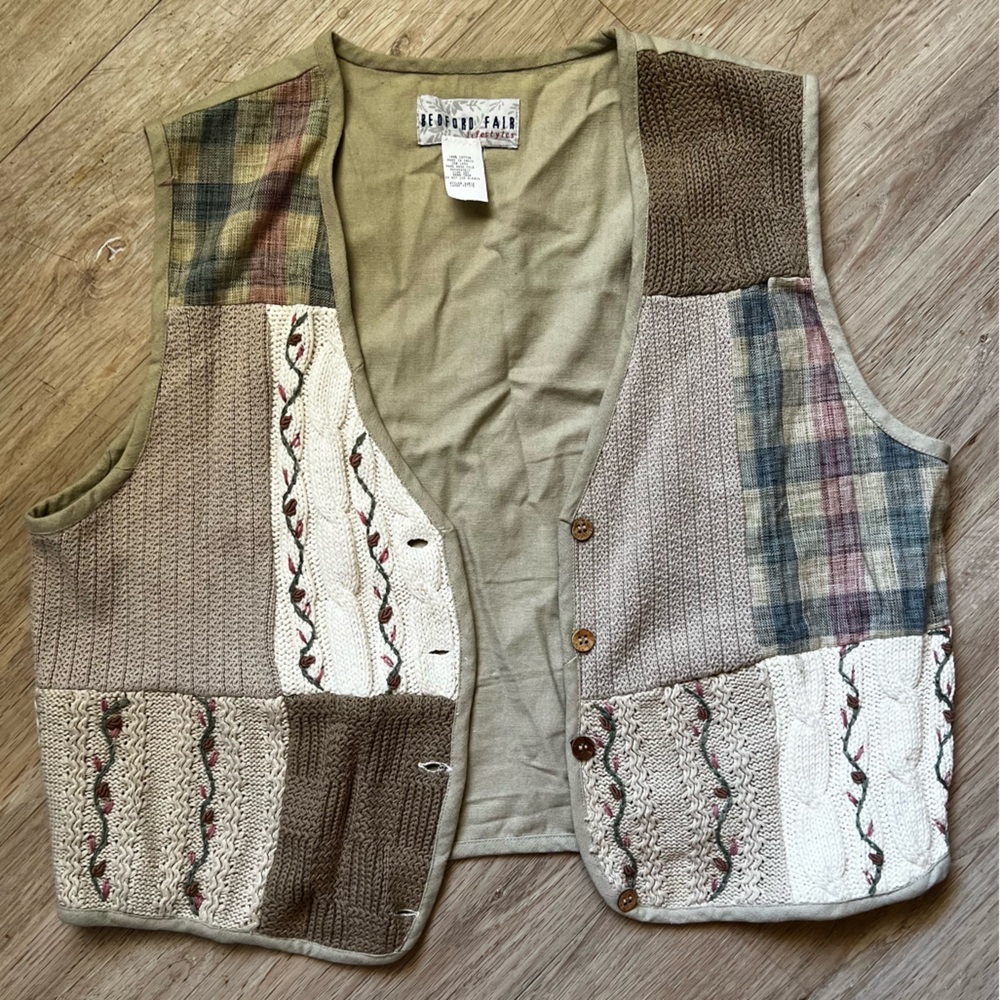 Vintage Cottage core Patchwork Knit Vest